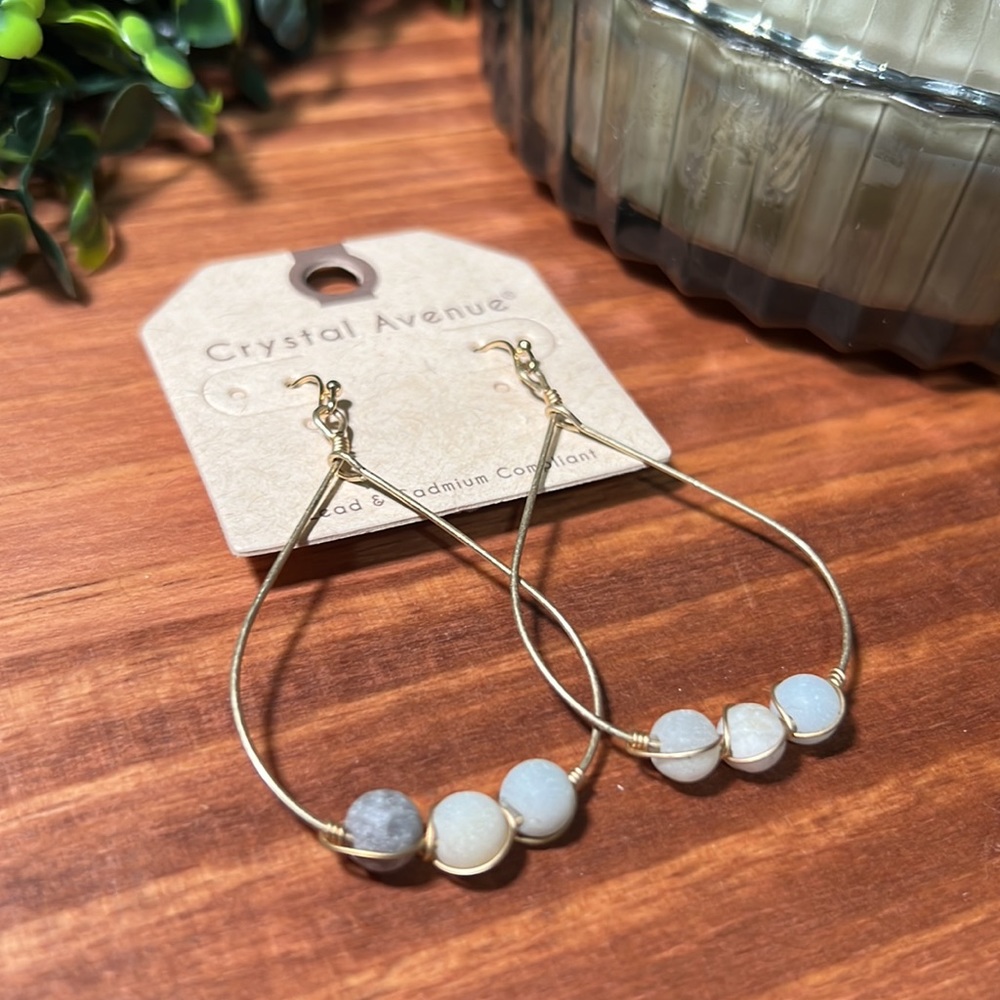 Mint Semi-Precious Twisted Wire Teardrop Earring